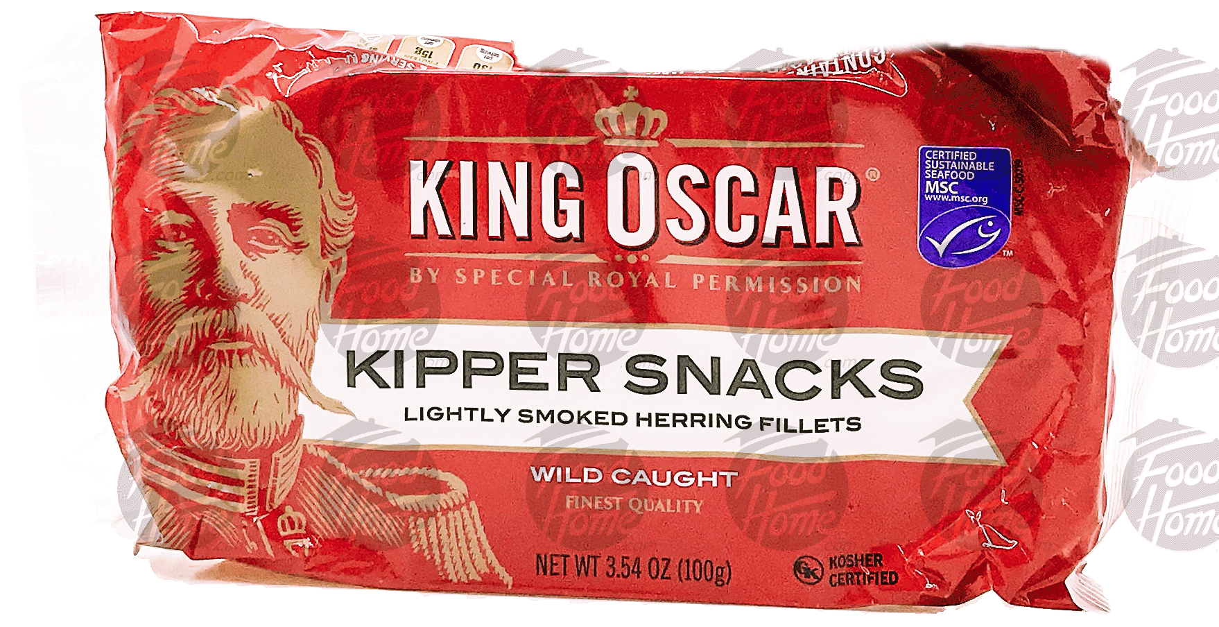 Special Royal Permission King Oscar kipper snacks lightly smoked herring fillets, wild caught, sealed can Full-Size Picture